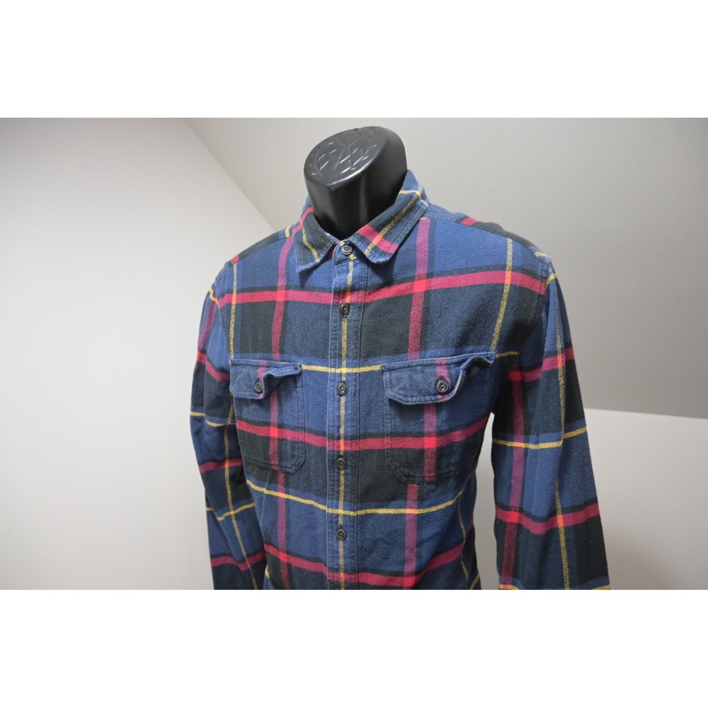 American Eagle Flannel Shirt Mens Large Blue Red‎ Plaid Classic Heritage EUC